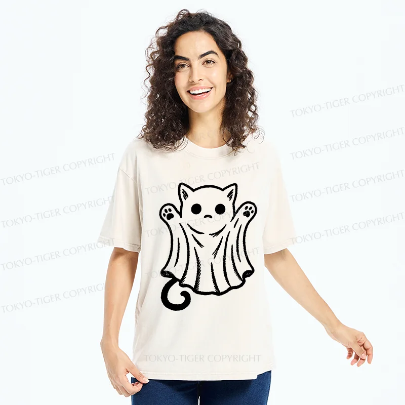 Tokyo-Tiger Cat Ghost Washed T-Shirt