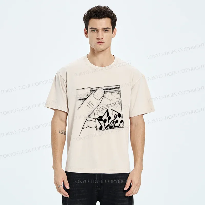 Tokyo-Tiger Music Addiction Washed T-Shirt