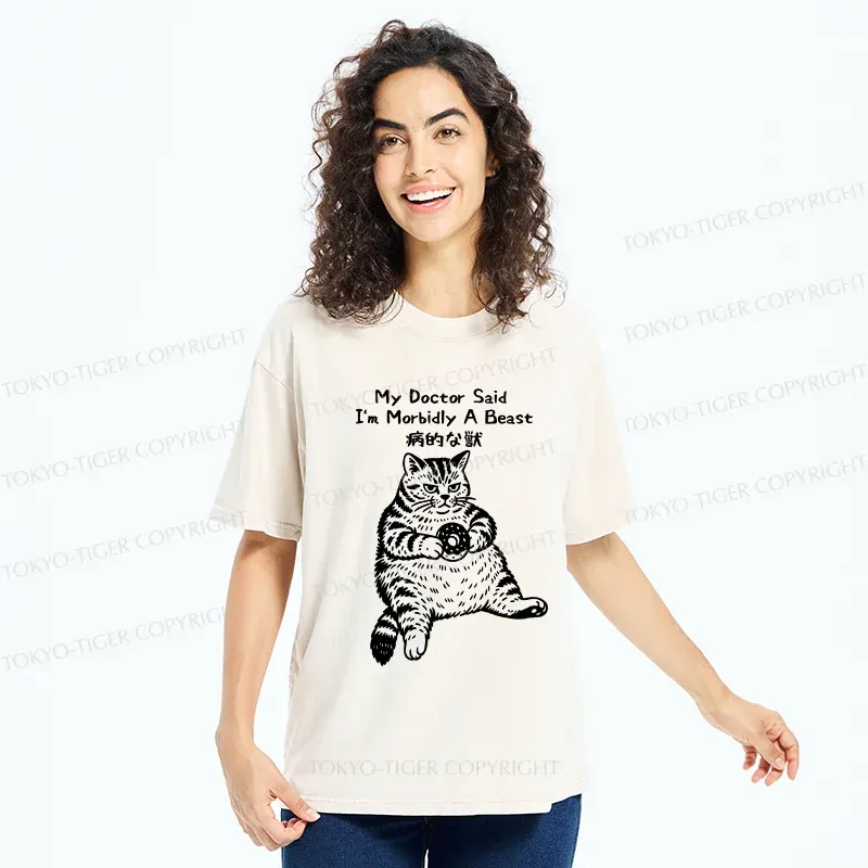 Tokyo-Tiger Lazy Fat Cat Washed T-Shirt
