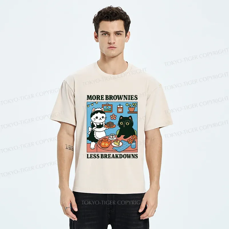 Tokyo-Tiger Cat Dessert Shop Washed T-Shirt