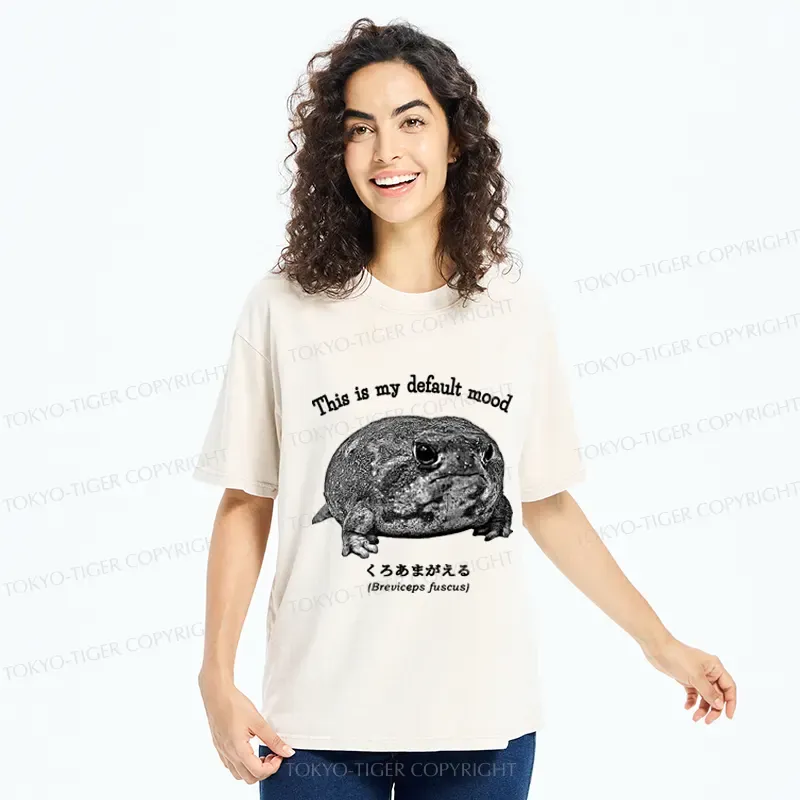 Tokyo-Tiger Funny Frog：This is My Default Mood Washed T-Shirt