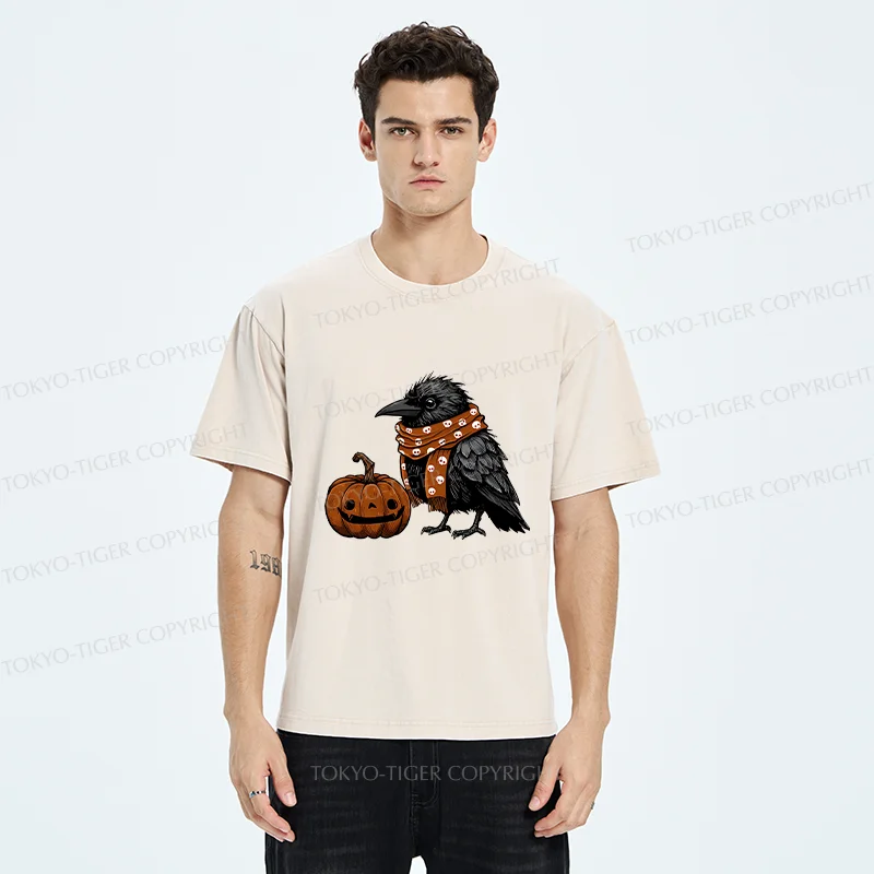 Tokyo-Tiger Christmas Crow Washed T-Shirt
