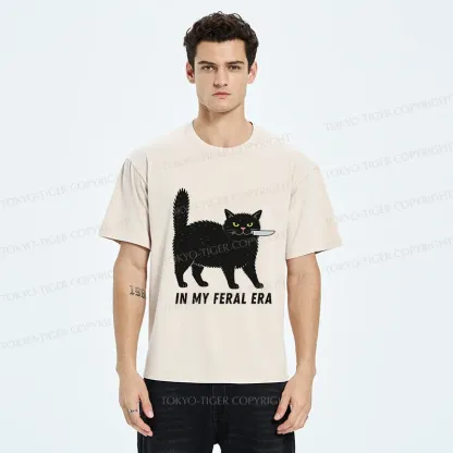 Tokyo-Tiger Black Cat With A Knife Washed T-Shirt