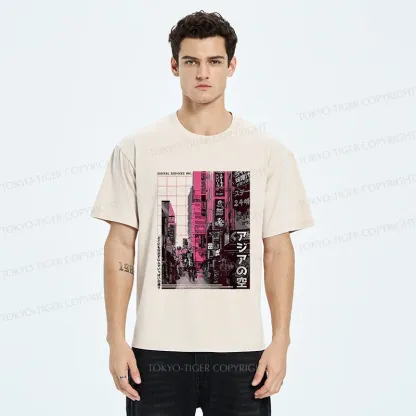 Tokyo-Tiger Tokyo Street Scene Washed T-Shirt