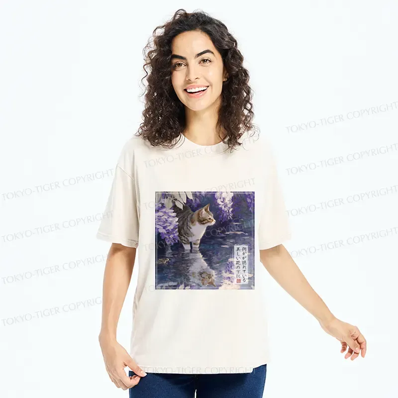 Tokyo-Tiger The Secrets of Wisteria Blooms Washed T-Shirt