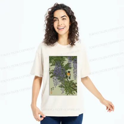 Tokyo-Tiger Wisteria Painting Washed T-Shirt