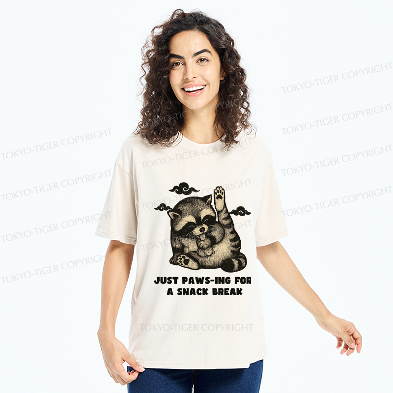 Tokyo-Tige An interesting Raccoon Washed T-Shirt