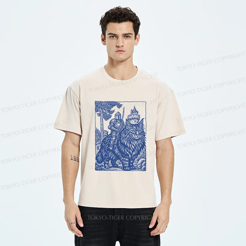 Tokyo-Tiger Cat And Knight Washed T-Shirt