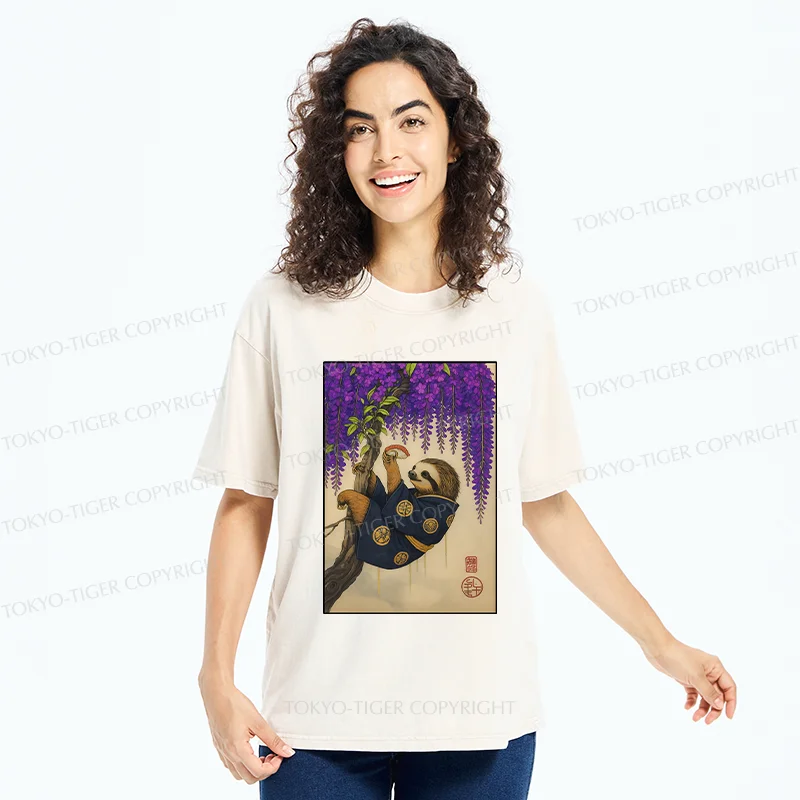 Tokyo-Tiger Japanese Sloth Washed T-Shirt