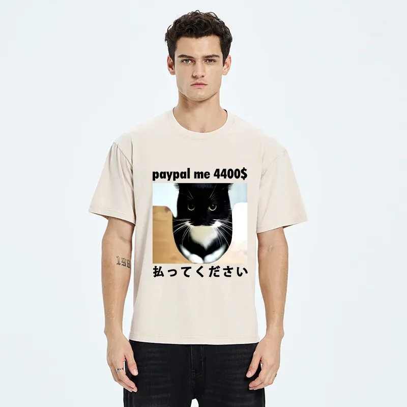 Tokyo-Tiger Please Give The Cat Money Washed T-Shirt