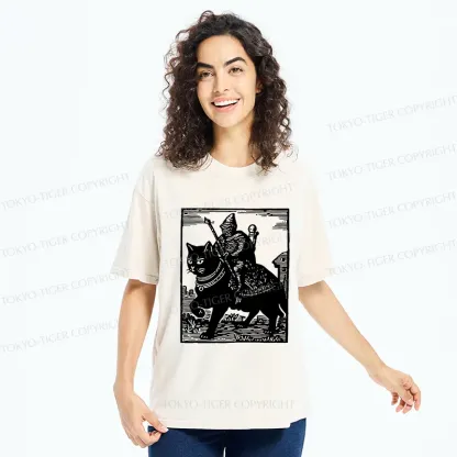 Tokyo-Tiger Knight Riding A Cat Washed T-Shirt