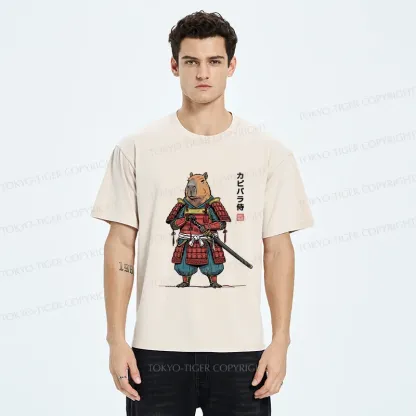 Tokyo-Tiger Capybara Samurai Washed T-Shirt