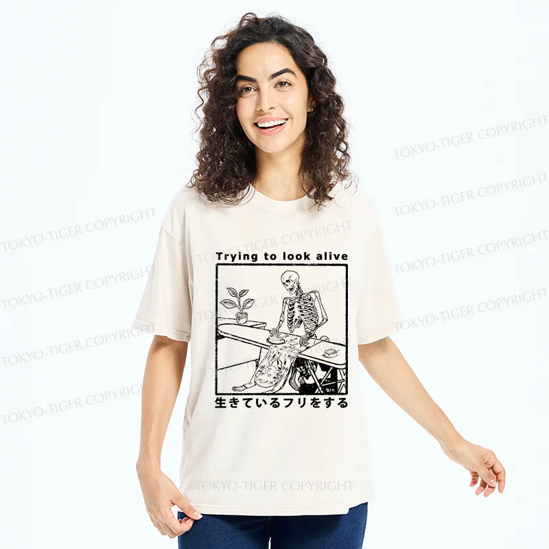 Tokyo-Tiger Ironing Shell Washed T-Shirt