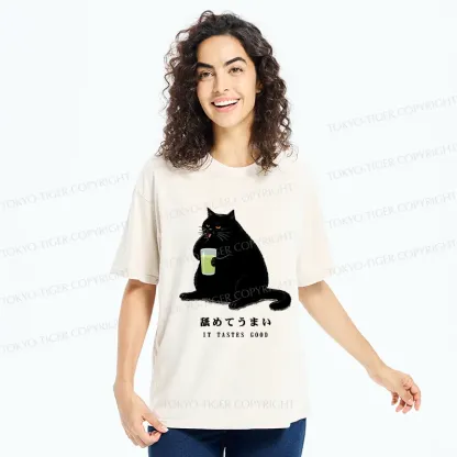 Tokyo-Tiger Cat Tasting Matcha Washed T-Shirt