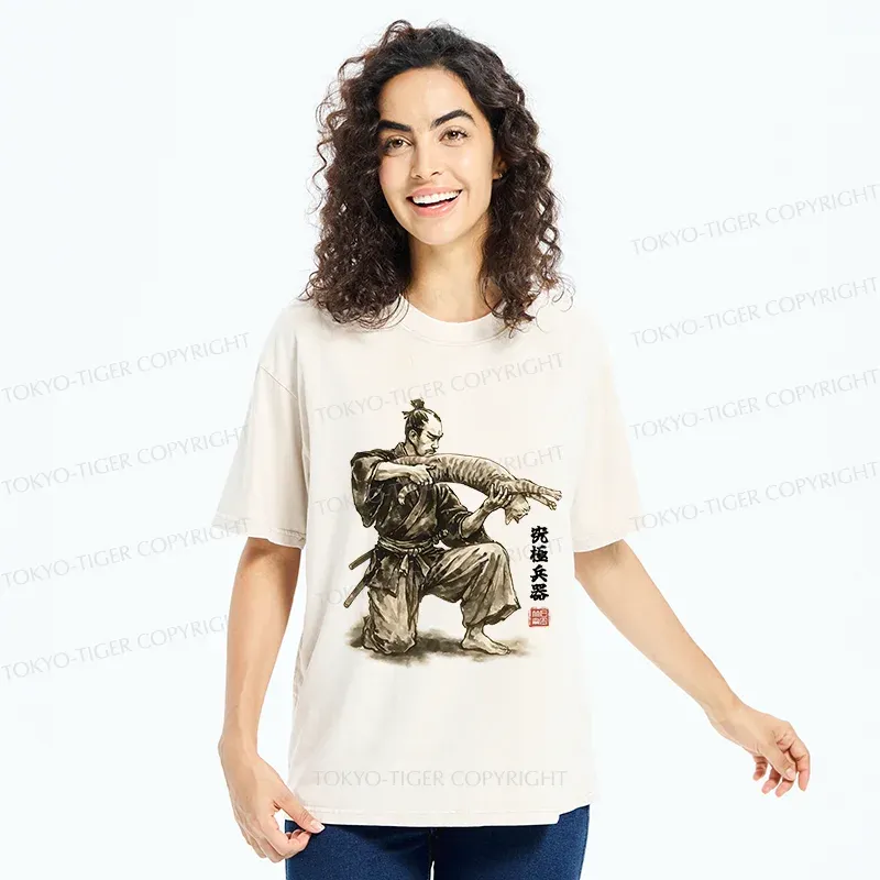 Tokyo-Tiger Ultimate Weapon Funny Washed T-Shirt
