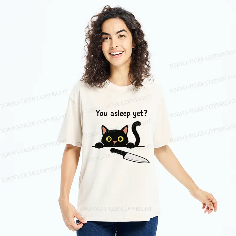 Tokyo-Tiger Cat With Murderous Intent Washed T-Shirt