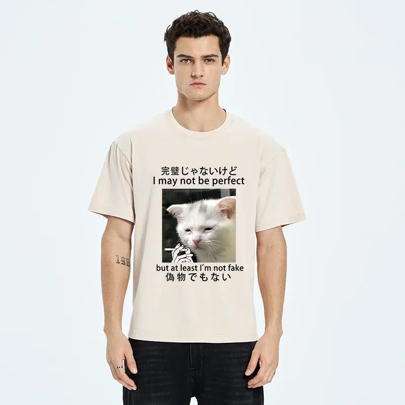 Tokyo-Tiger Cat Lamenting Life Washed T-Shirt