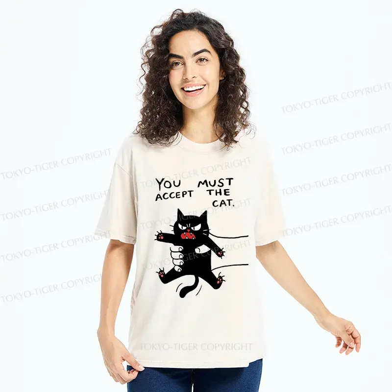 Tokyo-Tiger Accept This Cat Washed T-Shirt
