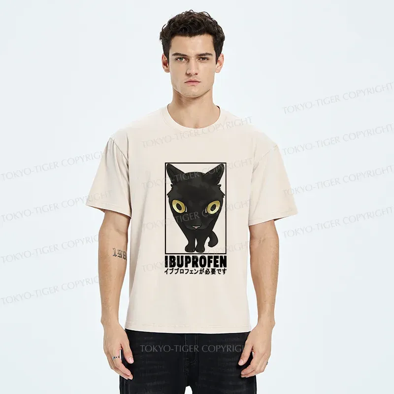 Tokyo-Tiger Stupid Cat Needs Ibuprofen Washed T-Shirt