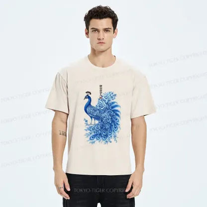 Tokyo-Tiger The Elegance Of An Ink-Wash Peacock Washed T-Shirt