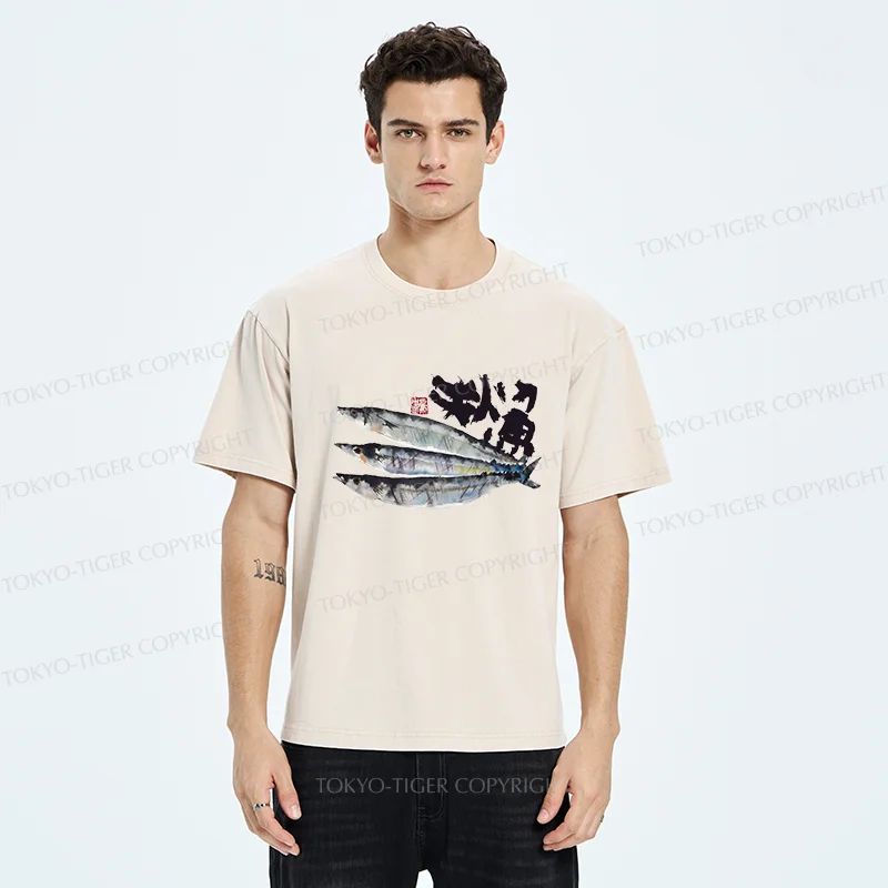 Tokyo-Tiger Pacific Saury Washed T-Shirt
