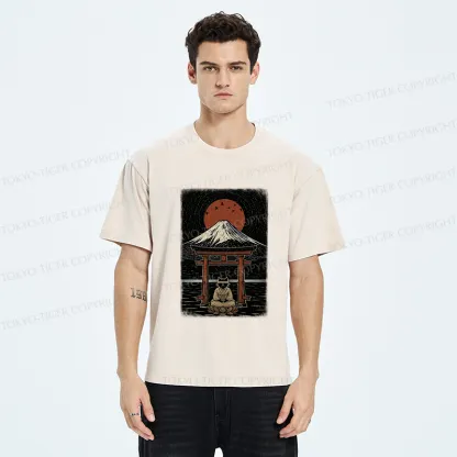 Tokyo-Tiger Samurai Cat In Meditation Washed T-Shirt