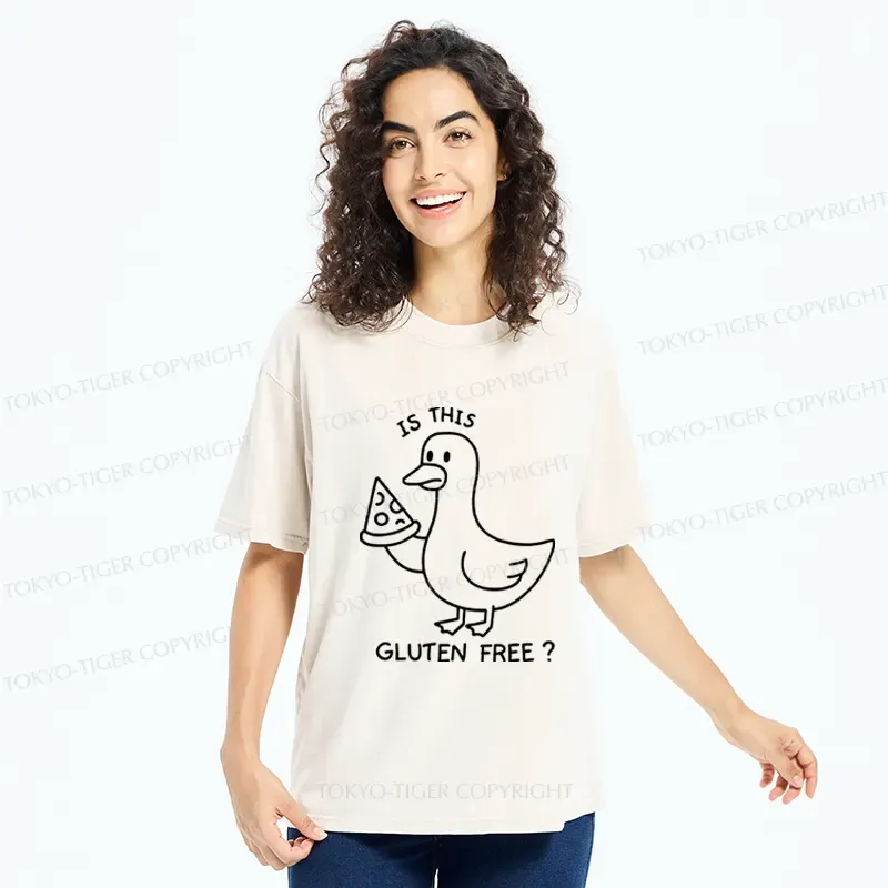 Tokyo-Tiger Funny Goose:Is This Gluten Free Washed T-Shirt