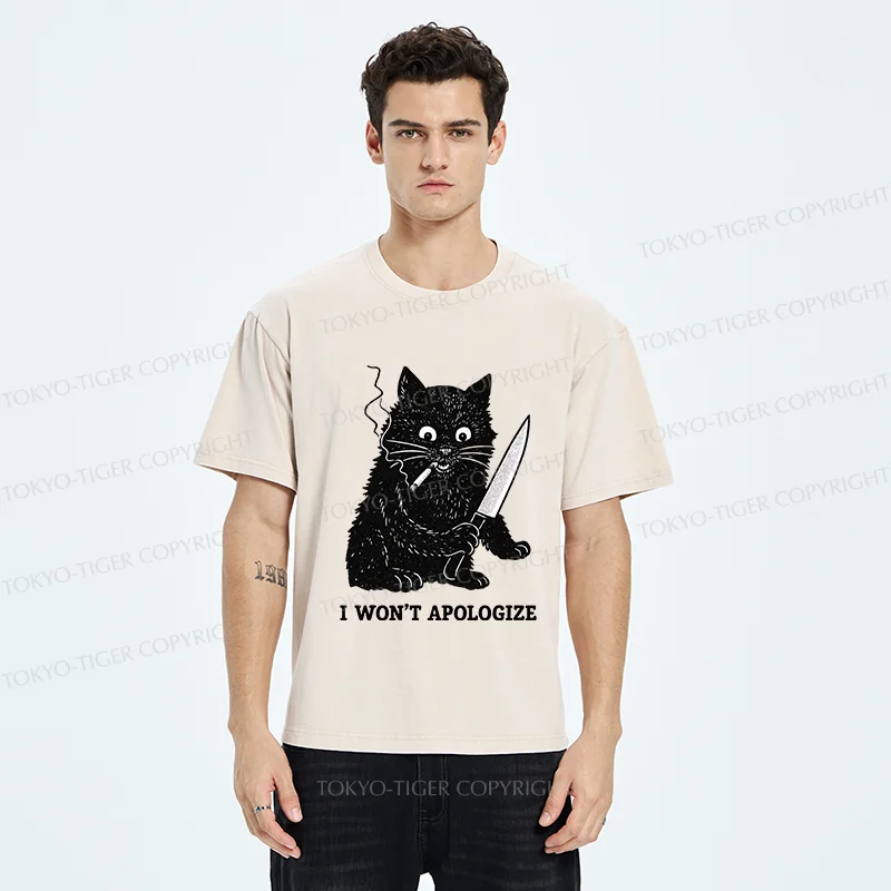 Tokyo-Tiger Cat Don't Apologize Washed T-Shirt