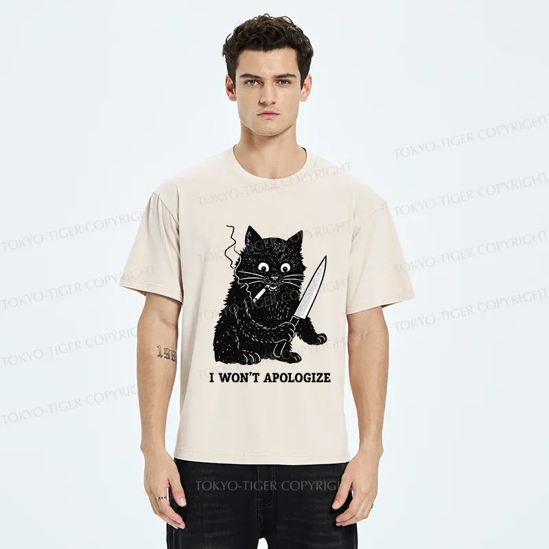 Tokyo-Tiger Cat Don't Apologize Washed T-Shirt