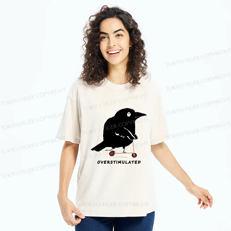 Tokyo-Tiger Bird Are Overstimulated Washed T-Shirt