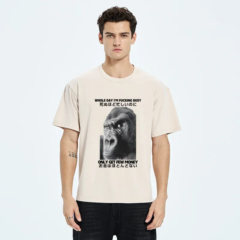 Tokyo-Tiger Making Money Gorilla Funny Washed T-Shirt