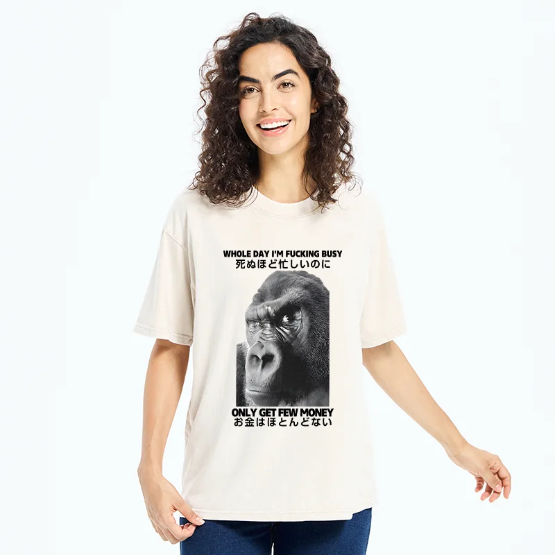Tokyo-Tiger Making Money Gorilla Funny Washed T-Shirt