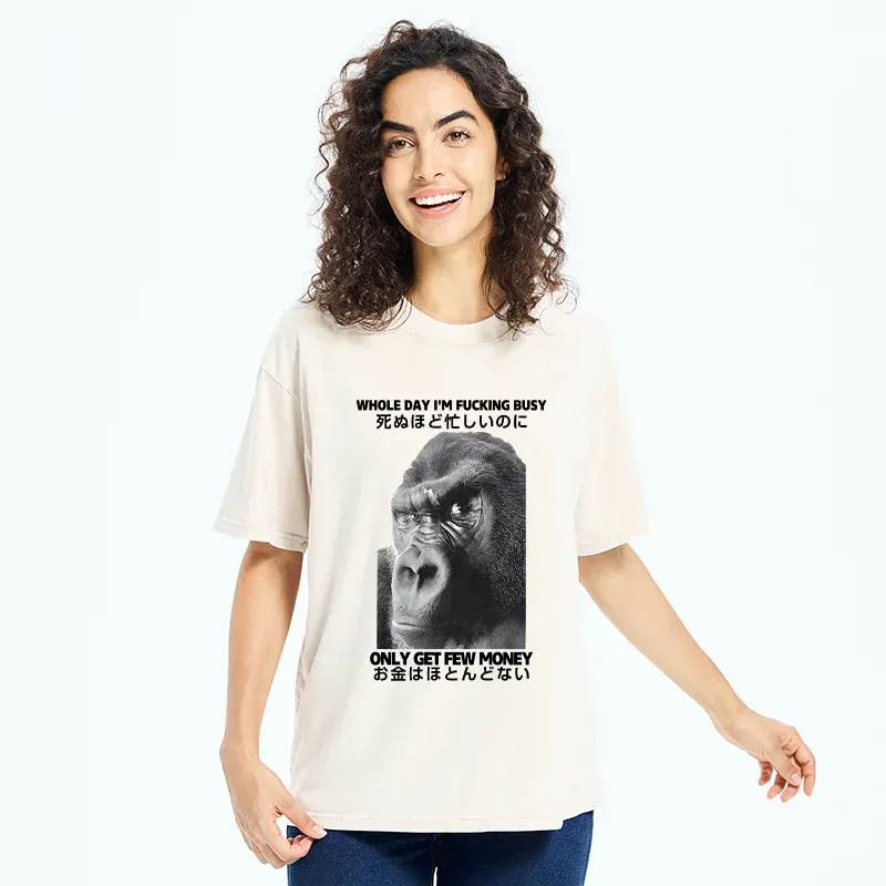 Tokyo-Tiger Making Money Gorilla Funny Washed T-Shirt