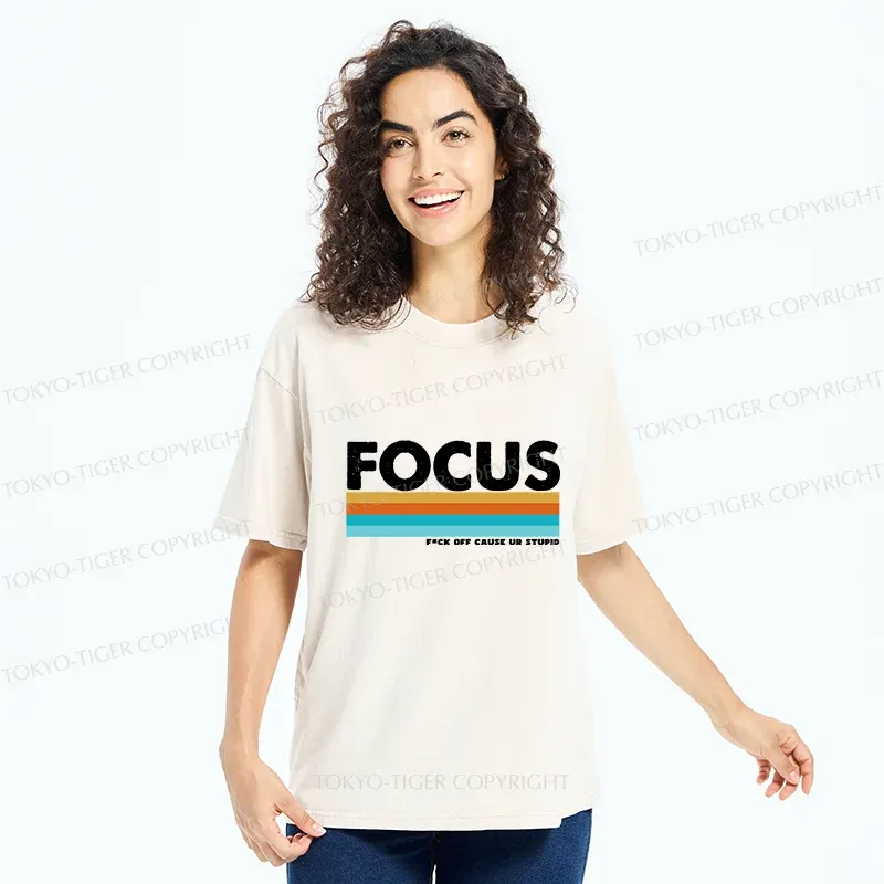 Tokyo-Tiger Funny FOCUS Washed T-Shirt