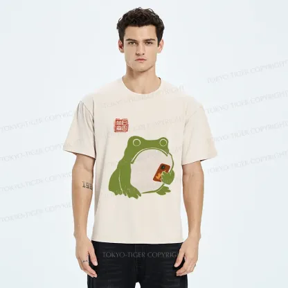 Tokyo-Tiger Frog Playing With Mobile Phone Washed T-Shirt