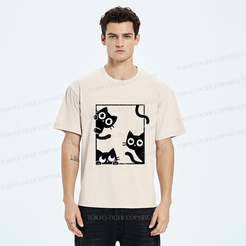 Tokyo-Tiger Looking At Your Cats Washed T-Shirt