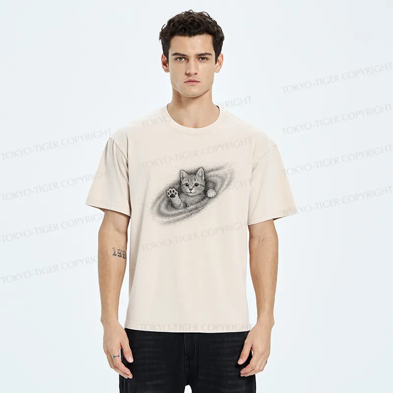 Tokyo-Tiger Little Galaxy Cat Washed T-Shirt