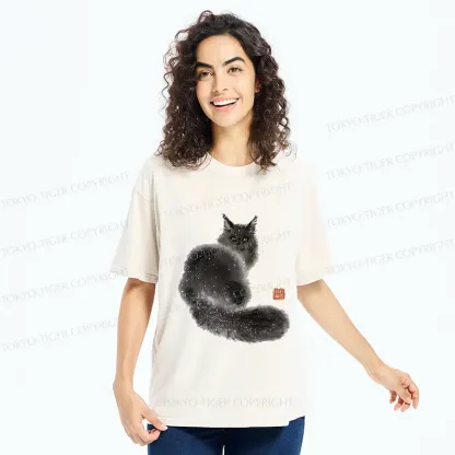Tokyo-Tiger Fat Black Cat Washed T-Shirt