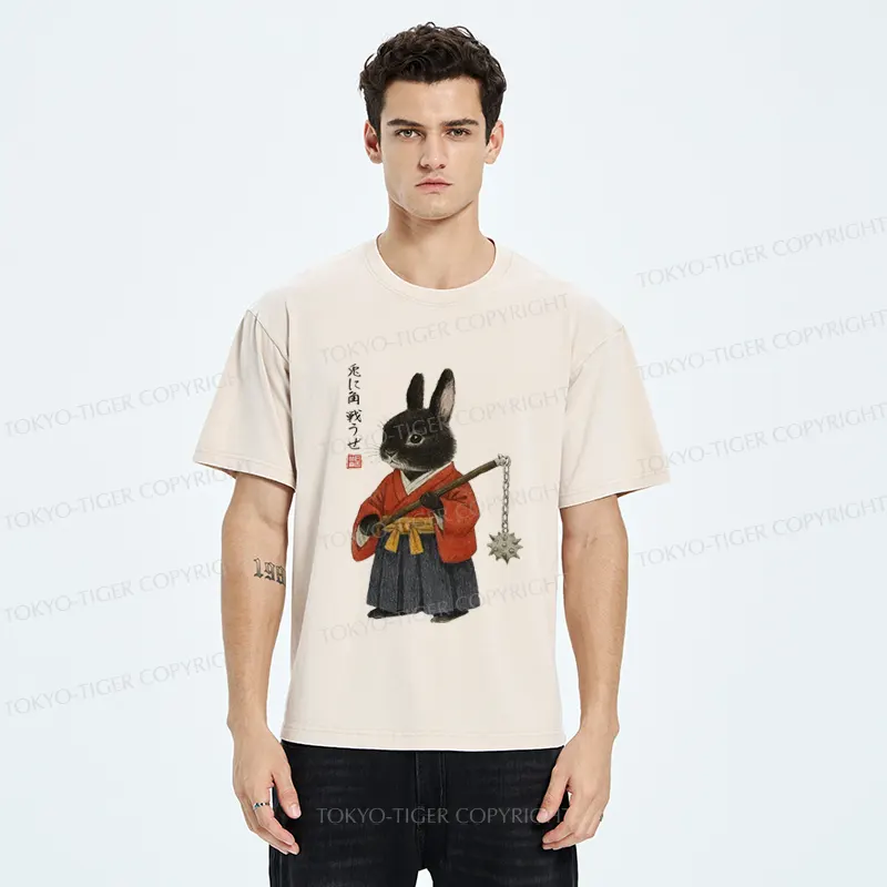 Tokyo-Tiger Japanese Rabbit：Let's Fight Washed T-Shirt