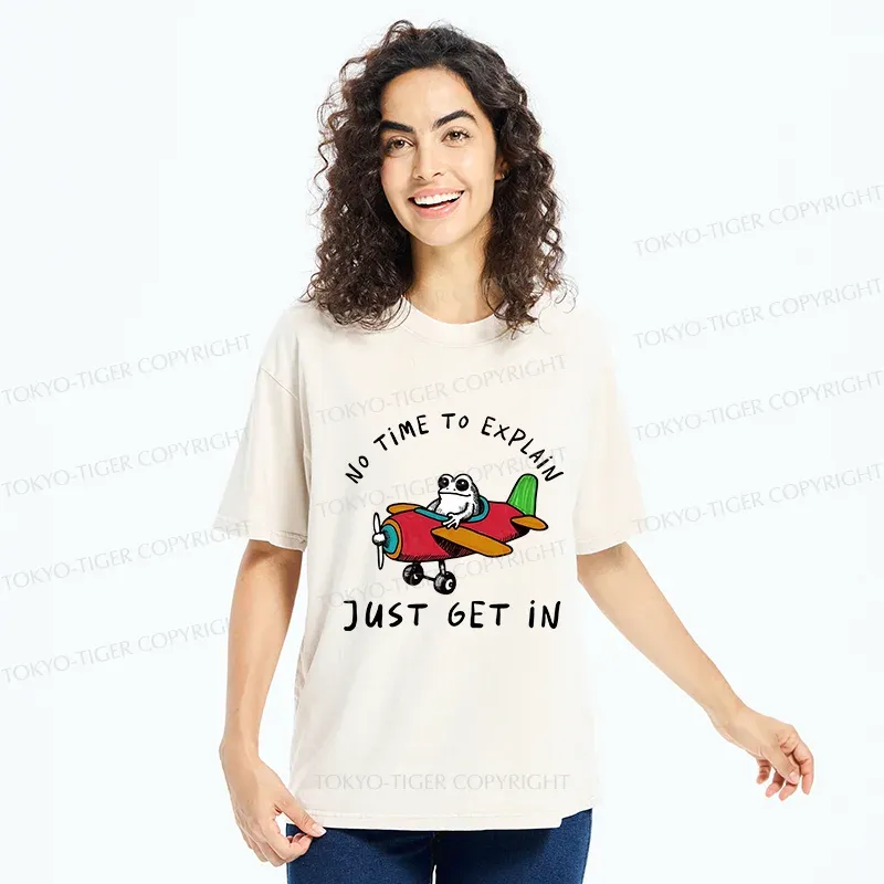 Tokyo-Tiger Frog Flying A Plane Washed T-Shirt