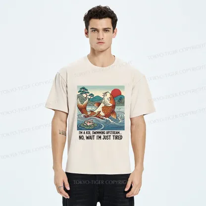 Tokyo-Tiger Funny Koi Washed T-Shirt