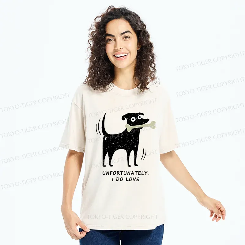 Tokyo-Tiger Cute Puppy Funny Washed T-Shirt