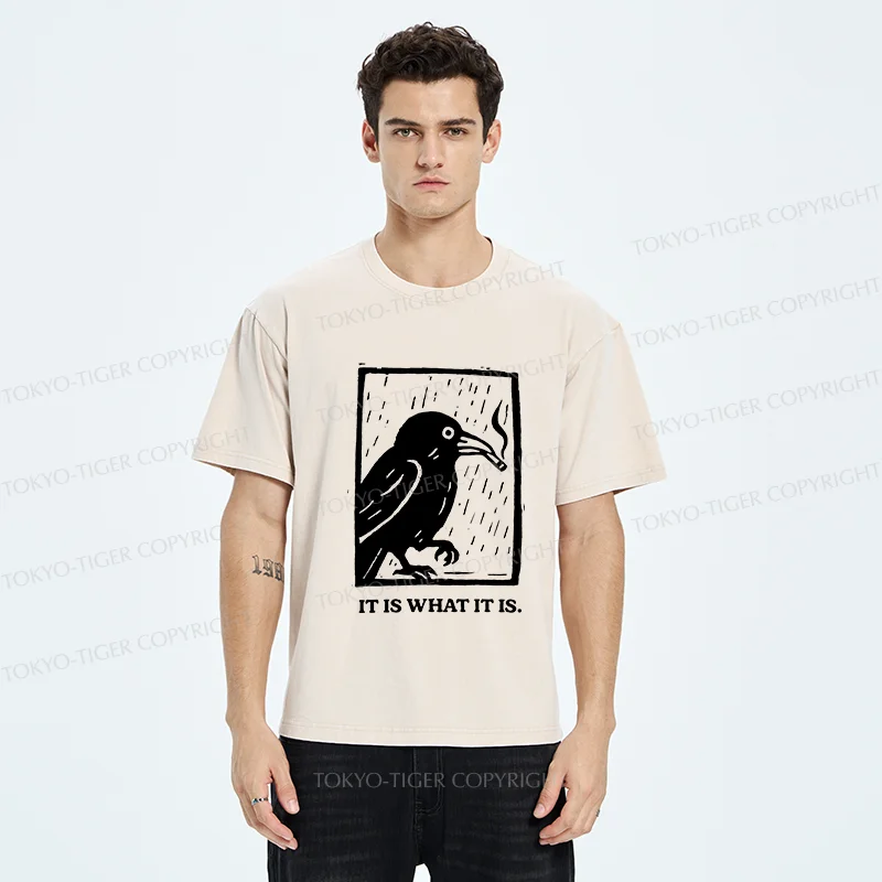 Tokyo-Tiger Smoking Crow Washed T-Shirt