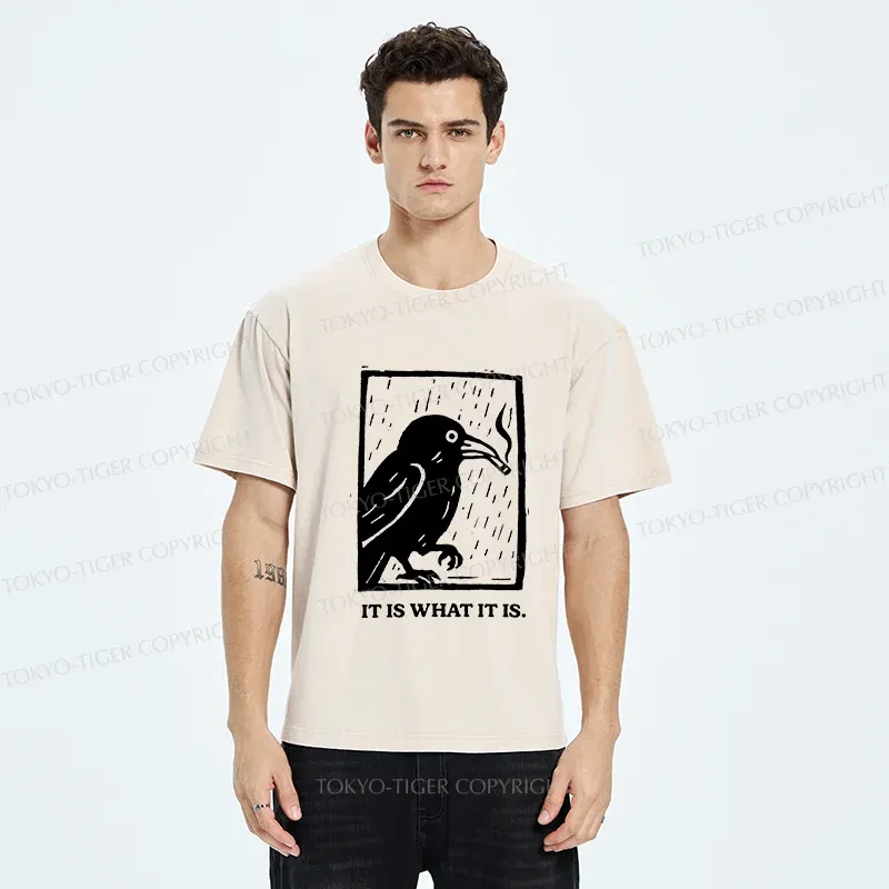 Tokyo-Tiger Smoking Crow Washed T-Shirt