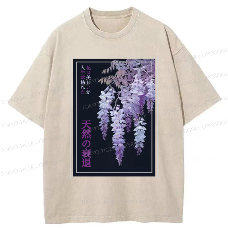 Tokyo-Tiger Wisteria Jpanese Flowers Poster Washed T-Shirt