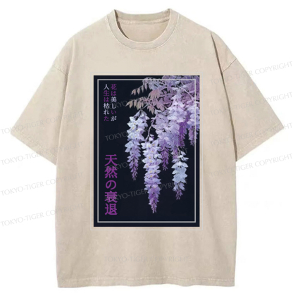 Tokyo-Tiger Wisteria Jpanese Flowers Poster Washed T-Shirt
