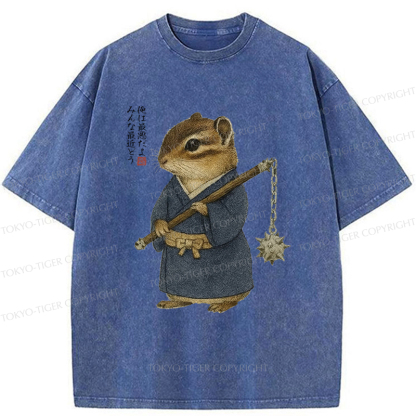 Tokyo-Tiger Samurai Hamster's Code of Honor Washed T-Shirt