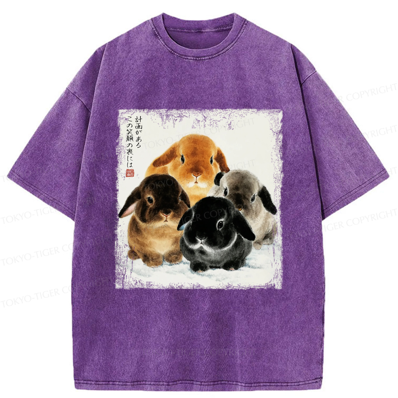 Tokyo-Tiger The Ink Wash Rabbit Is Watching You Washed T-Shirt