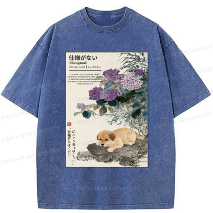 Tokyo-Tiger The Dog And The Hydrangeas Washed T-Shirt