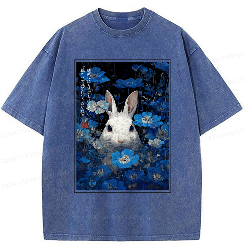 Tokyo-Tiger Whispers Of The Rabbit Among The Flowers Washed T-Shirt
